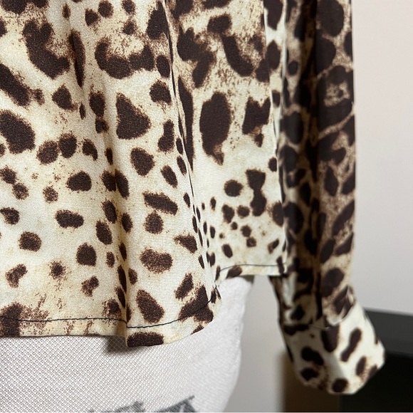 Leopard Animal Print Button Down Shirt Lace Up Back - Picture 4 of 10